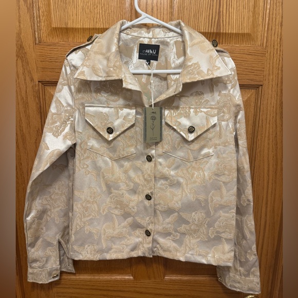 House of Aama Jacquard Cherub Ogun Jacket size M in Crème - Picture 1 of 4
